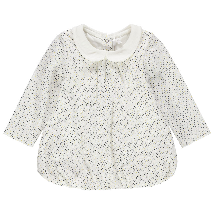 Volledig bedrukte tuniek met lange mouwen en claudinekraag 