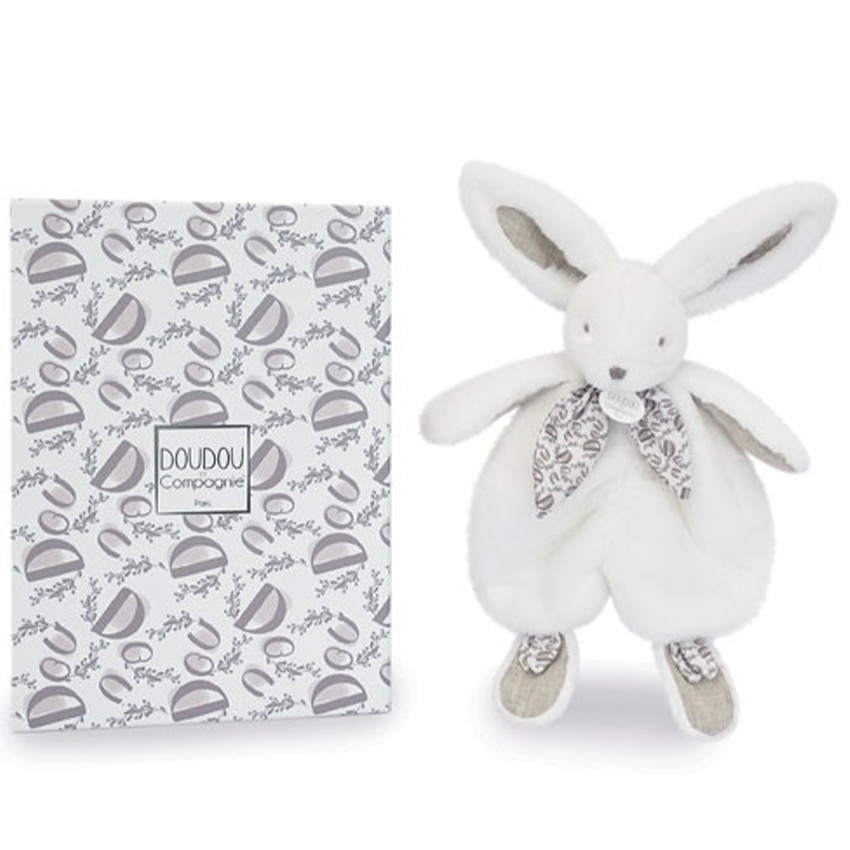 Doudou Lapin plat 29cm Blanc 