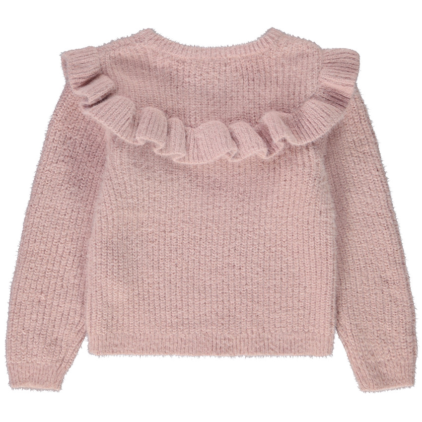 Pull en tricot perlé avec volant pour fille 