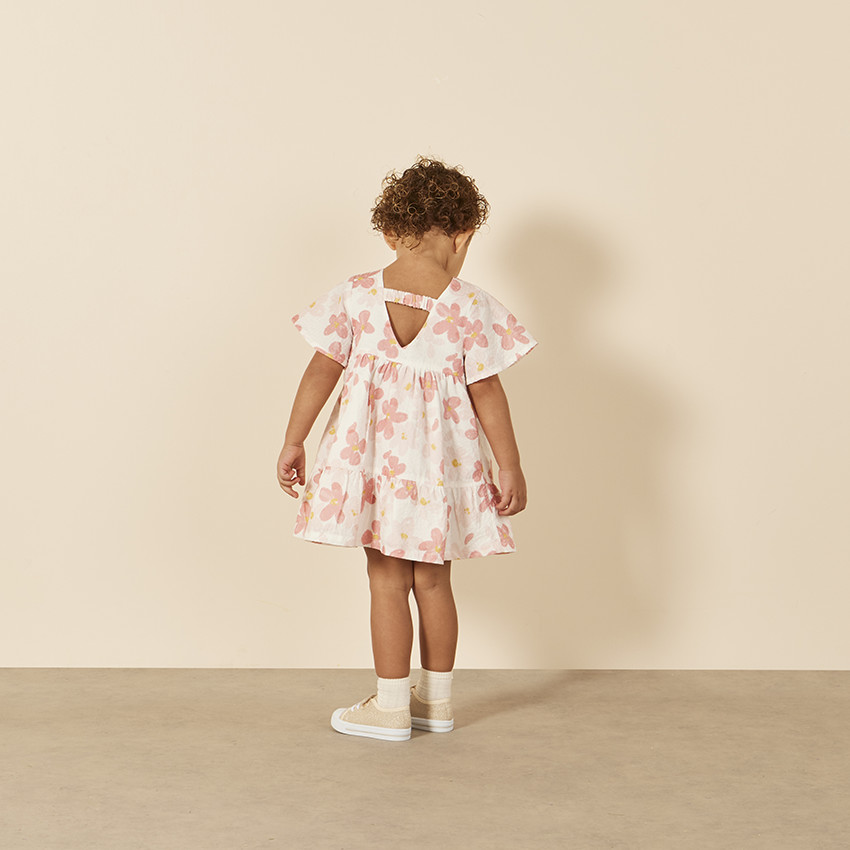 Jurk met korte mouwen en bloemenprint voor babymeisjes 