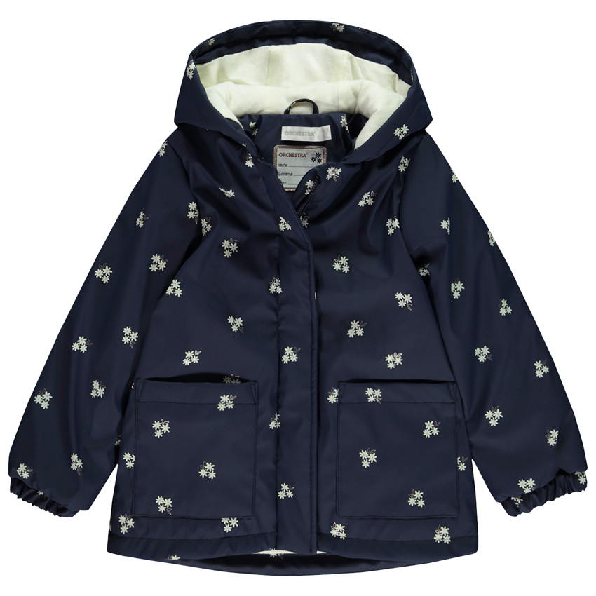 Parka gomme doublée imprimé fleurs pour fille 