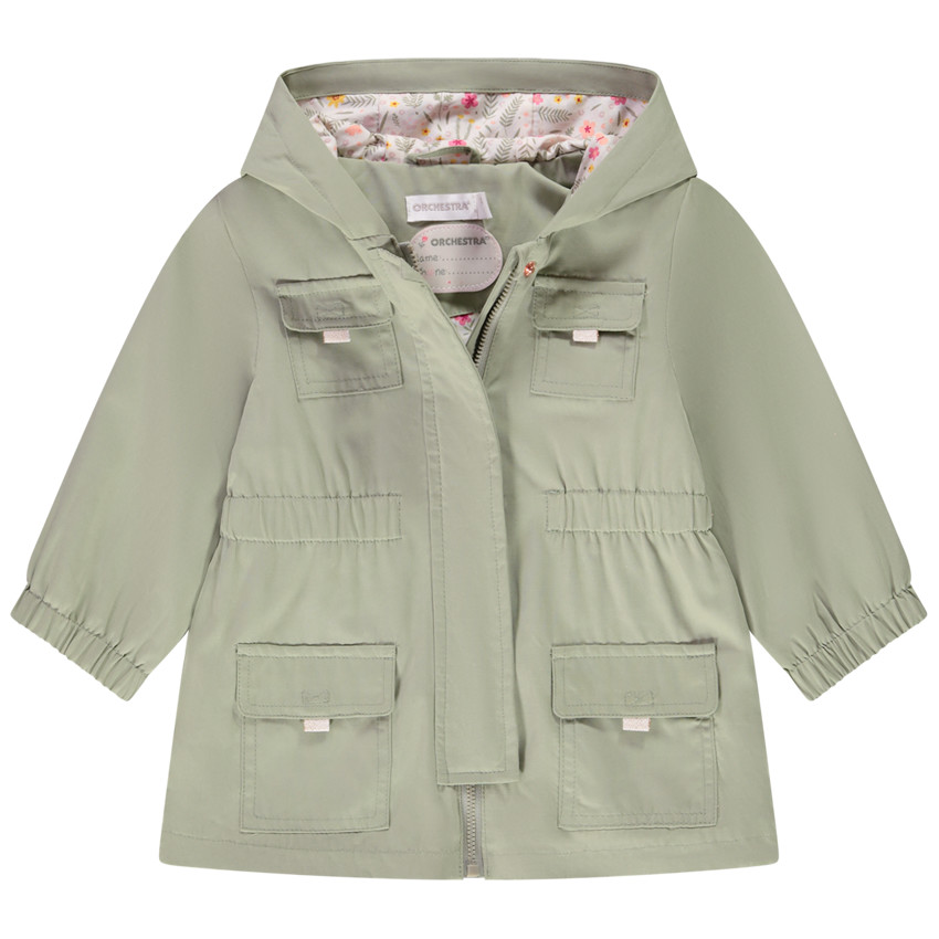 Parka met kap van stof met zakken voor baby meisje 