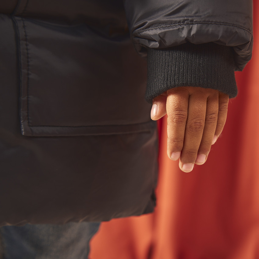 Donsjas met microfleece en kap voor jongen 