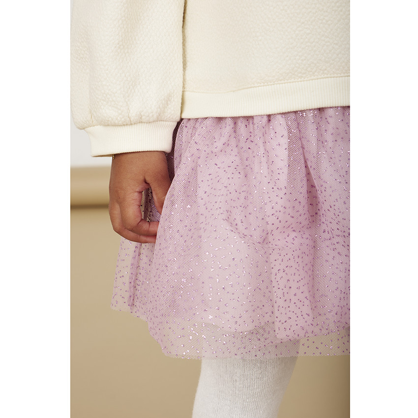 2-in-1 jurk van cloqué molton en tule met lange mouwen voor babymeisjes 