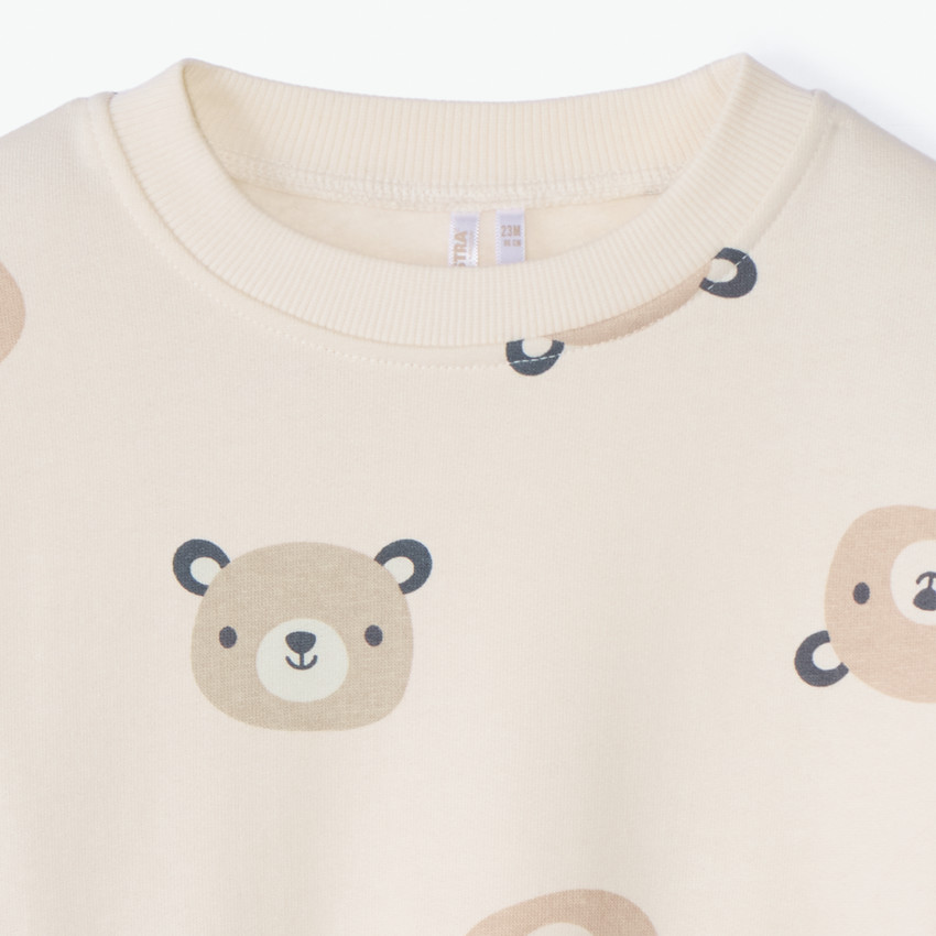 Oversized fleece sweatshirt met berenprint voor baby