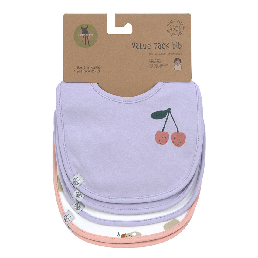 Lot de 5 bavoirs imperméable Happy Fruits Cherry 