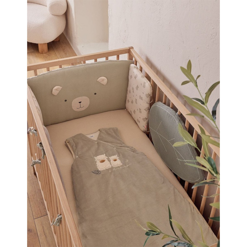 Gigoteuse veloudoux sans manches 100cm Flufy Sauge Ecru 