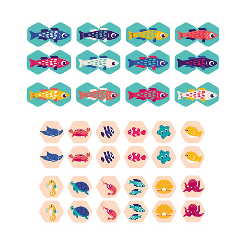 Mémory de bain 2 en 1 Animaux marins 