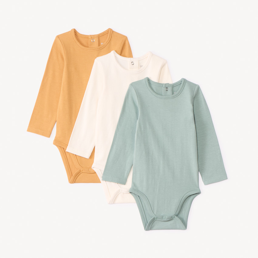 Lot de 3 bodies manches longues unies pour bébé garçon  