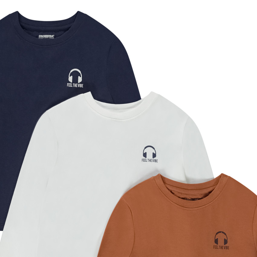 Set van 3 t-shirts met lange mouwen in jersey met print voor jongens 