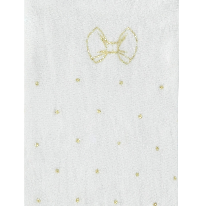 Collant fin à pois et noeuds dorés 