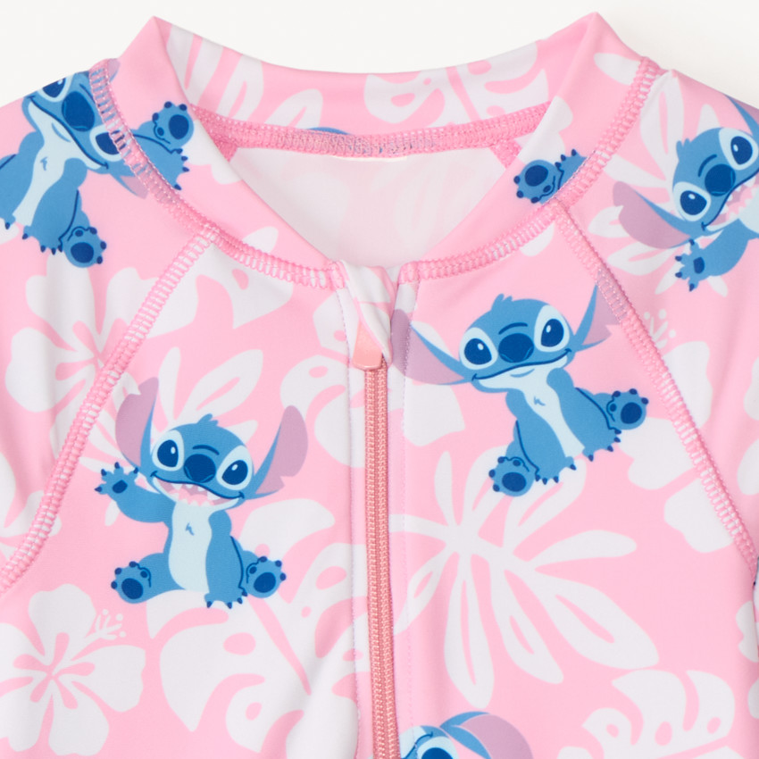 Maillot de bain 1 pièce manches longues anti-UV SPF 50+ imprimé Stitch Disney pour fille 