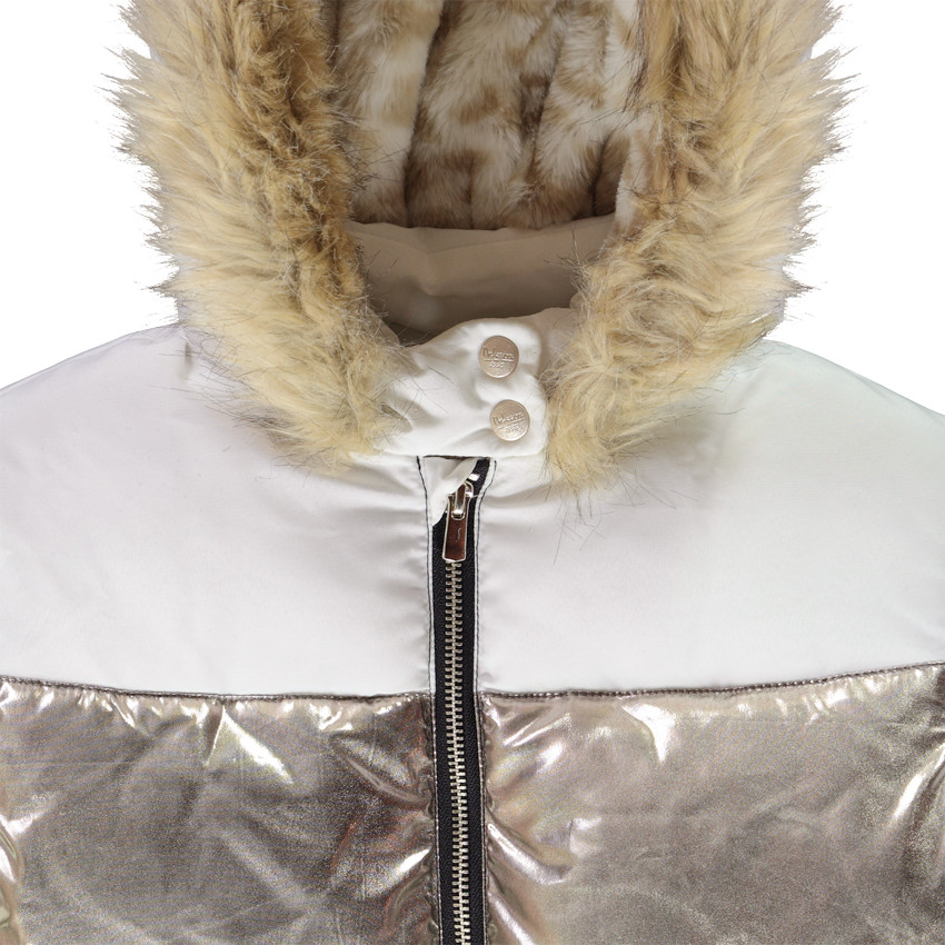 Doudoune longue imperméable avec capuche doublée sherpa pour fille 