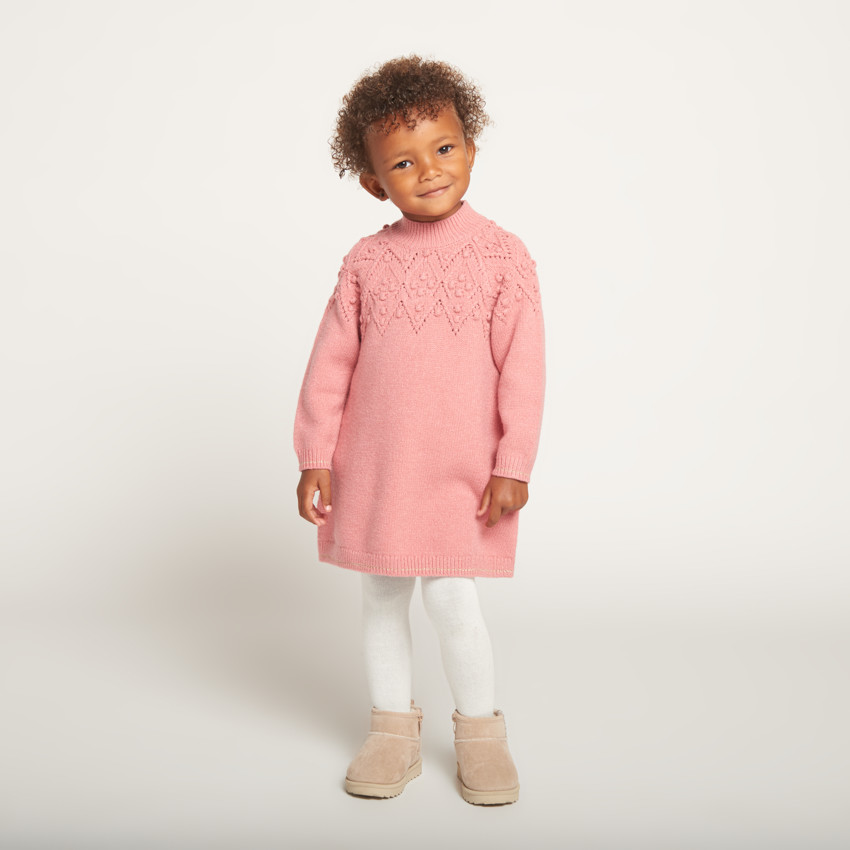 Robe manches longues en tricot uni pour bébé fille 