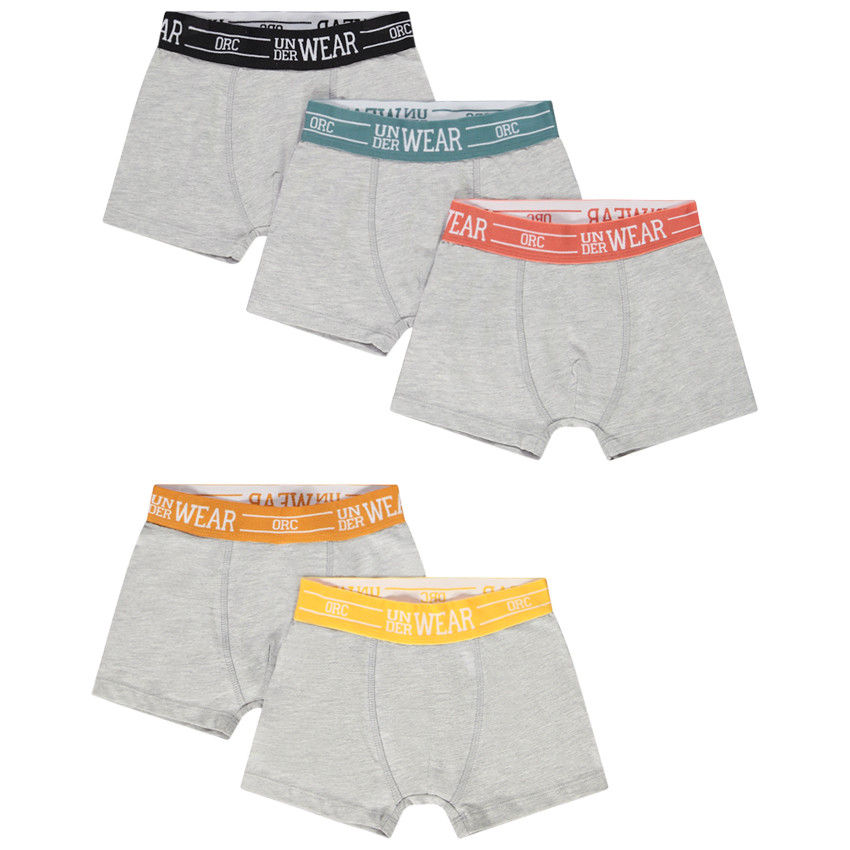 Lot de 5 boxers en jersey taille colorée pour garçon 