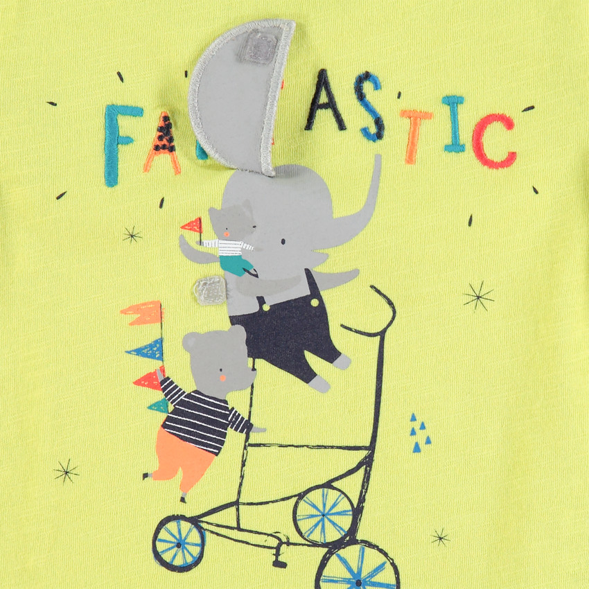 Setje van T-shirt en bermuda met dierenprint en geborduurde tekst 