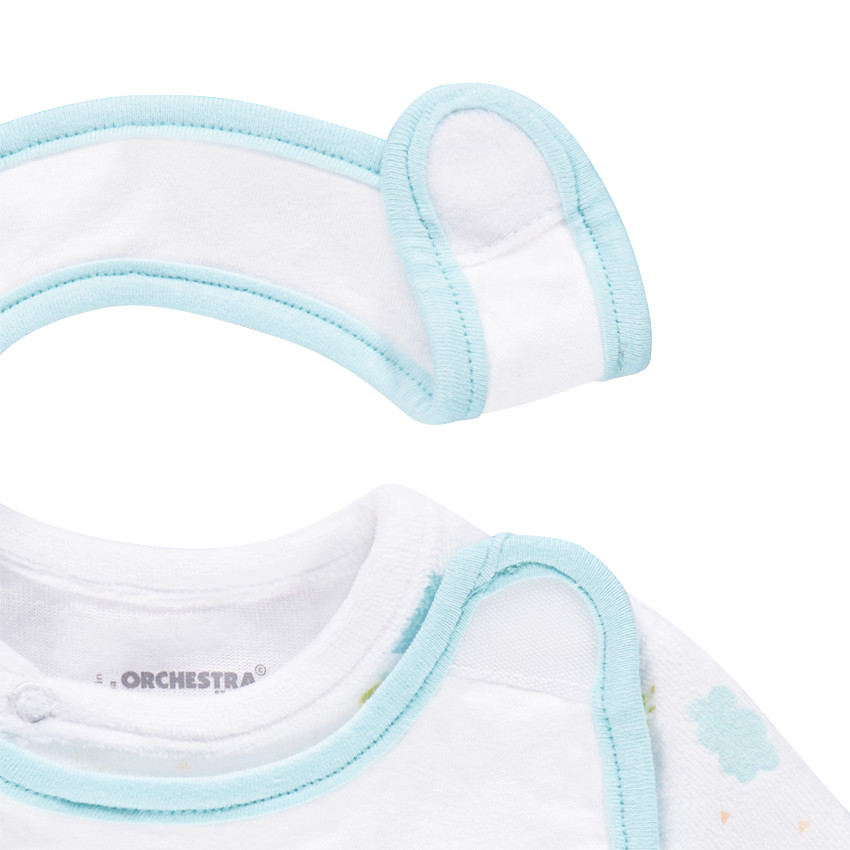 Lot avec dors-bien en velours imprimé all-over et bavoir en jersey avec lapin printé 