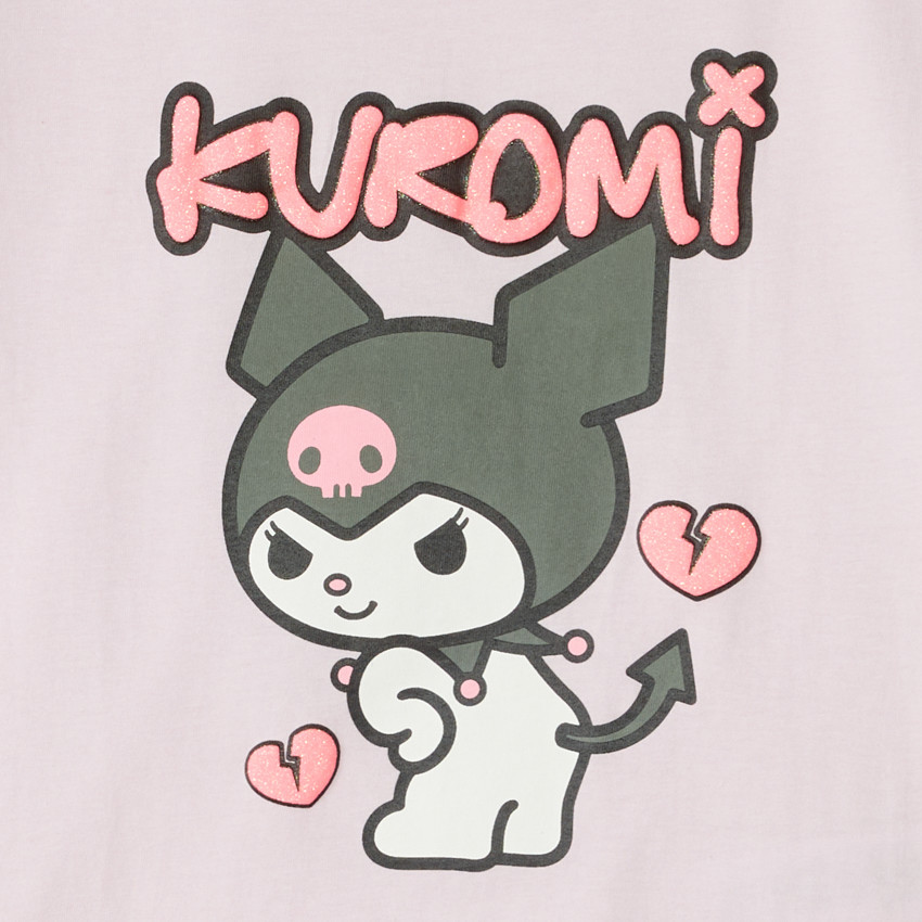 Korte mouw t-shirt Kuromi Hello Kitty voor meisjes 