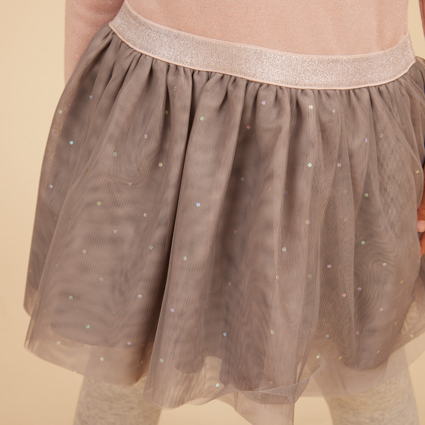 Robe effet 2-en-1 avec tulle imprimé fantaisie pour fille 