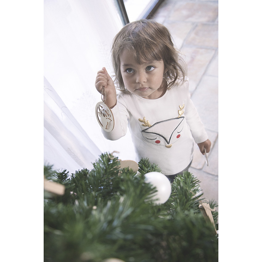 T-shirt manches longues motif renne esprit Noël pour enfant fille 