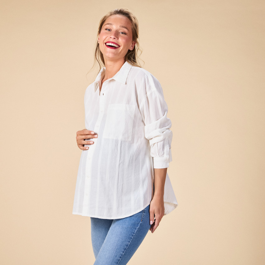 Chemise manches longues unie pour femme 