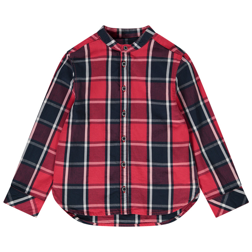 Langarmige hemd met mao-kraag en ruitjes voor jongens 