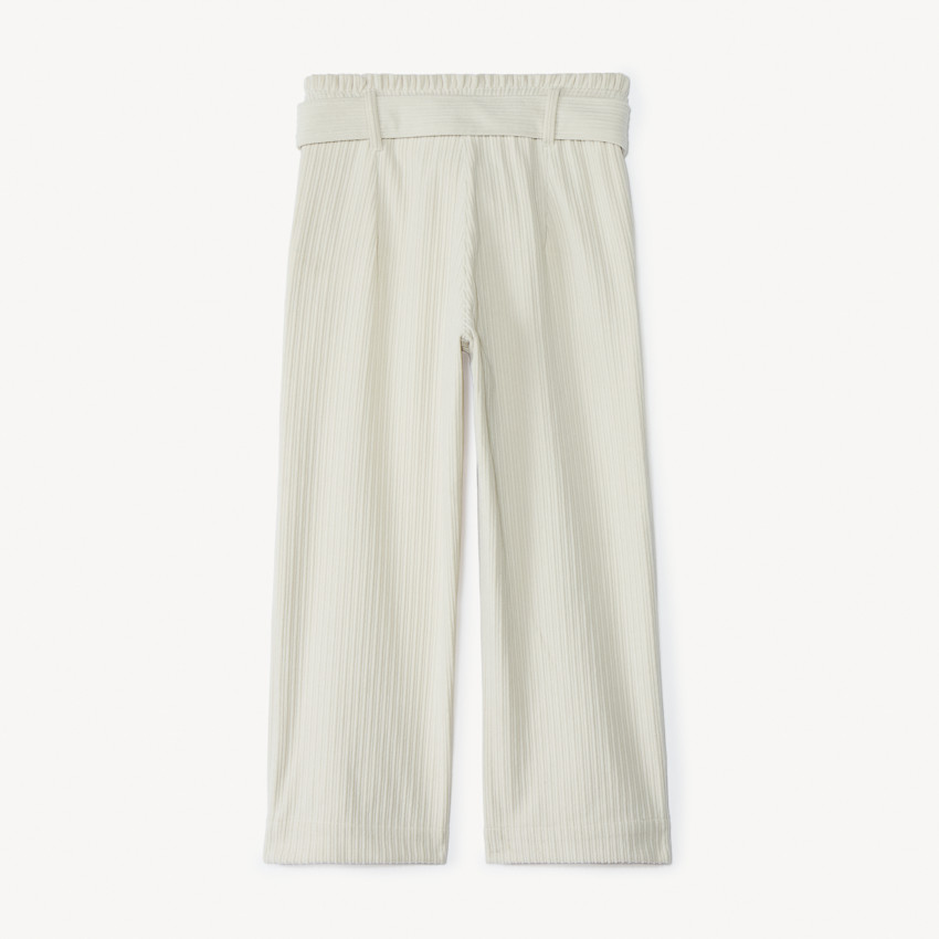Pantalon palazzo en velours côtelé et ceinturé pour fille 