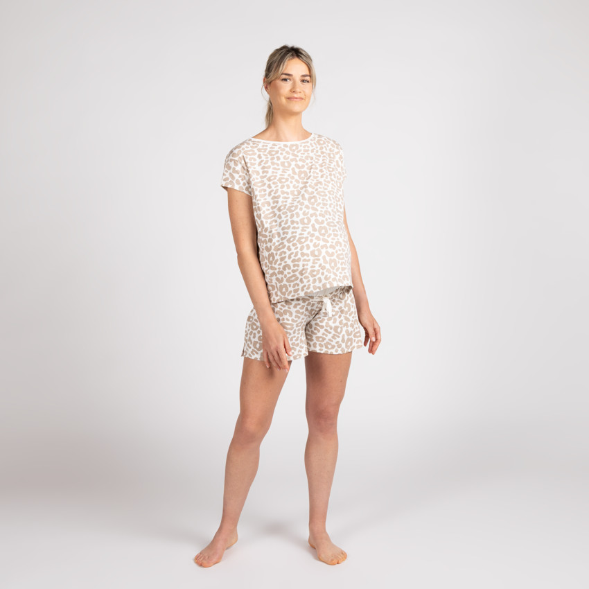 T-shirt d'allaitement pour pyjama de grossesse imprimé léopard 