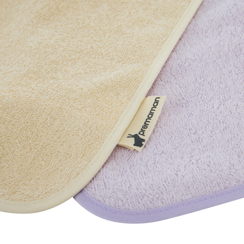 Set van 3 paarse slabbetjes van badstof met halslijn van elastiek 