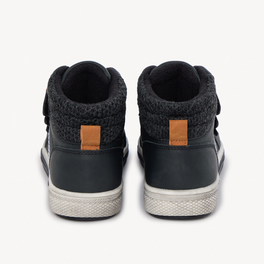 Bottillons noirs triples velcros pour bébé garçon 