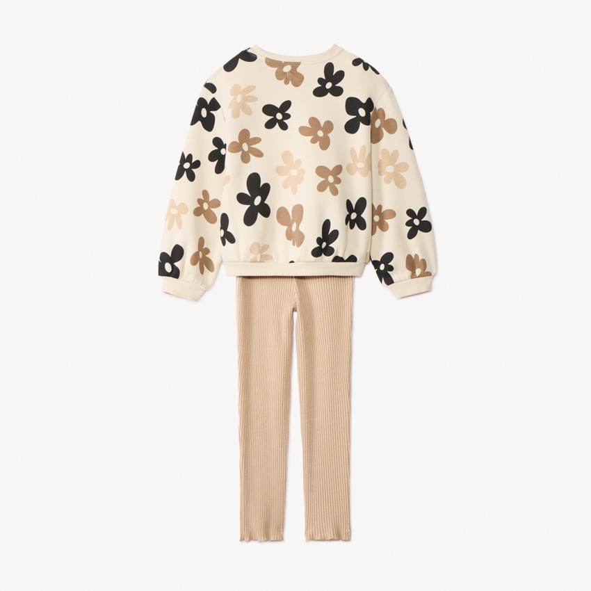 Ensemble 2 pièces avec sweat imprimé fleurs pour fille 