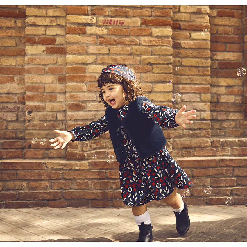 Jurk met lange mouwen met bloemenprint voor meisjes 