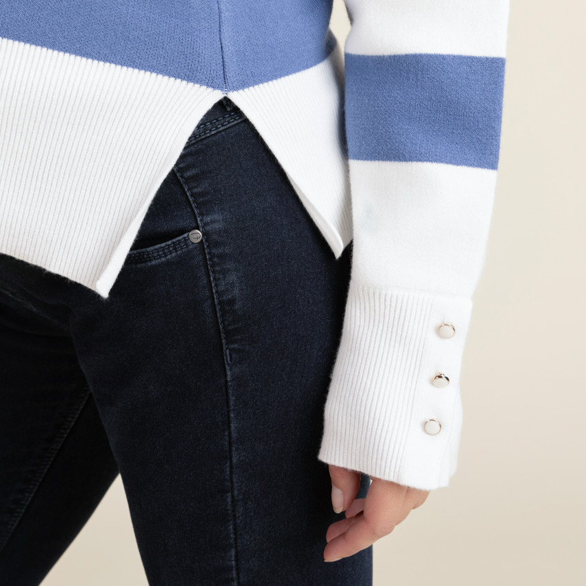Pull rayé en maille coupé-cousu pour femme 