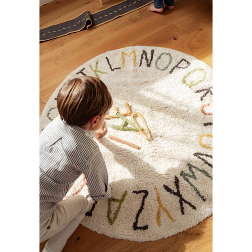 Tapis coton lavable 120x120cm ABC Color And Letters 