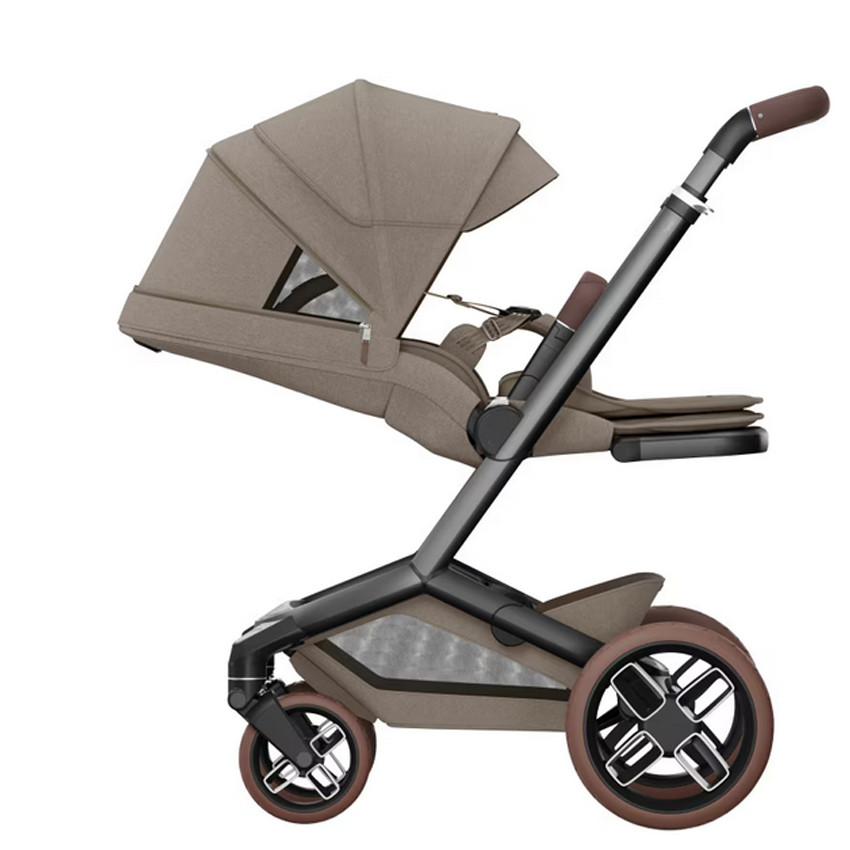 Poussette Fame + Nacelle Twillic Truffle/Brown Leather 