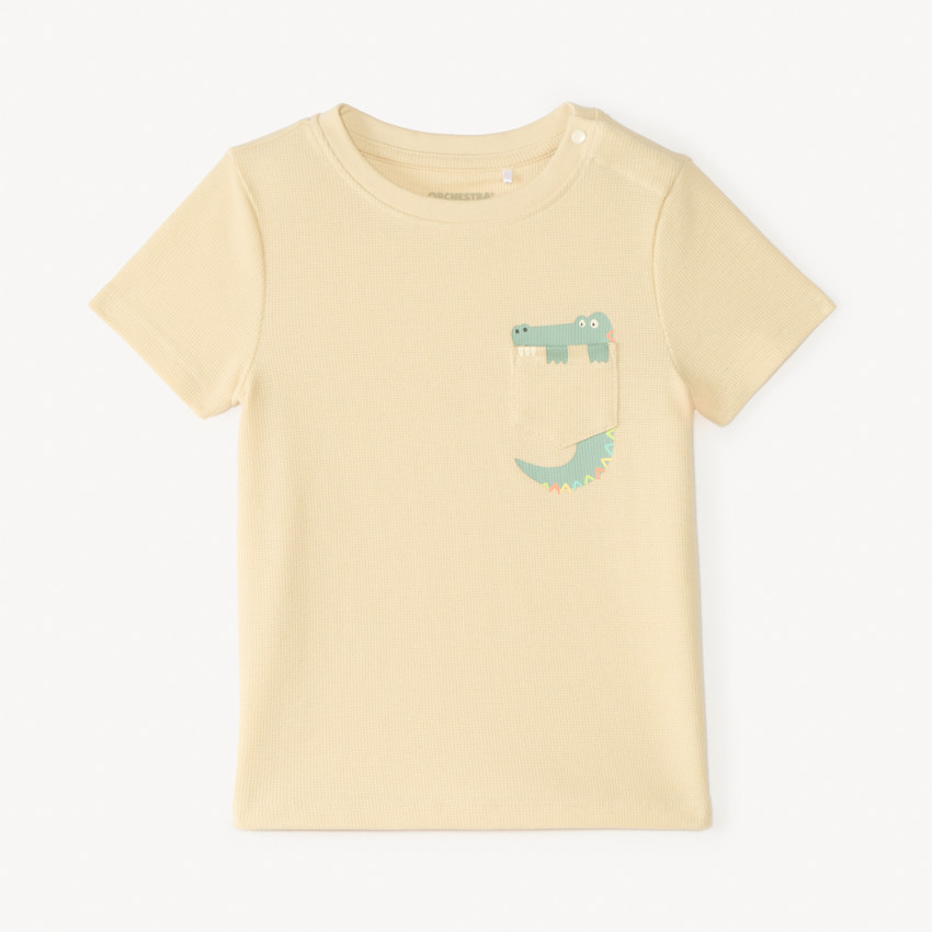 T-shirt manches courtes en maille fantaisie avec poche ludique pour bébé garçon 