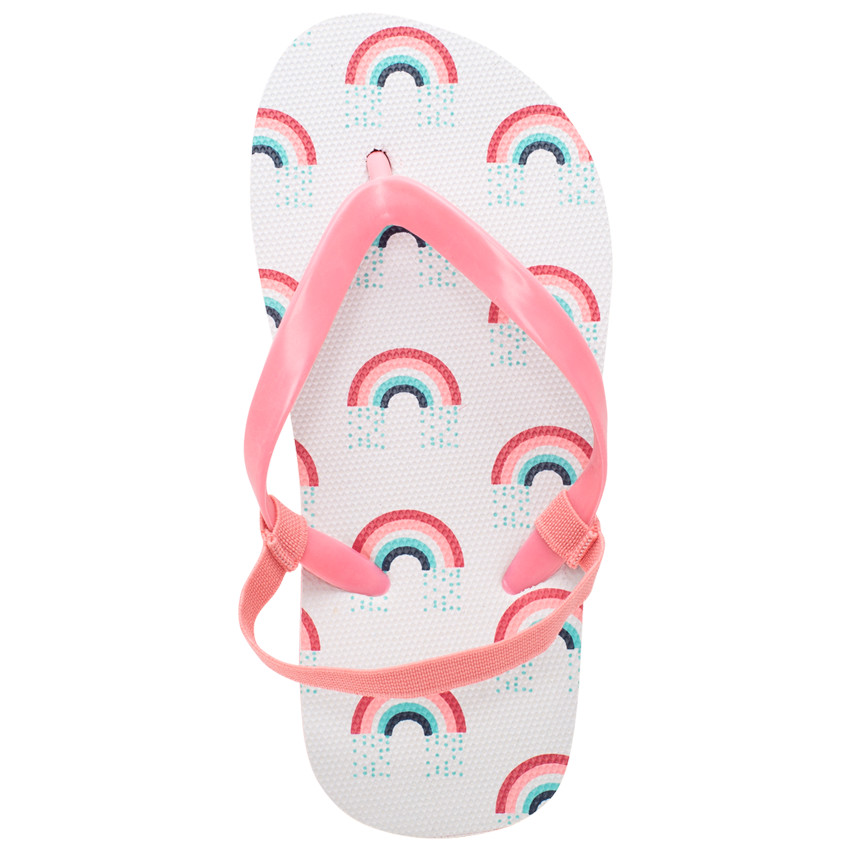 Tongs roses imprimées arcs-en-ciel pour fille 