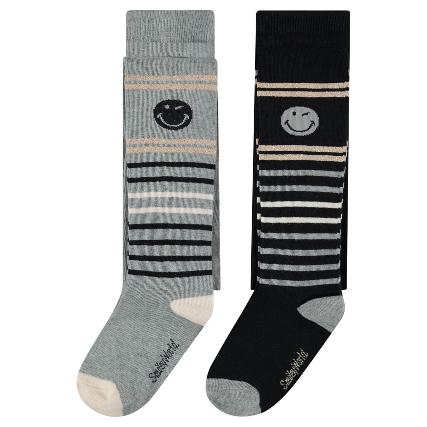 Lot de 2 collants épais motif Smiley 