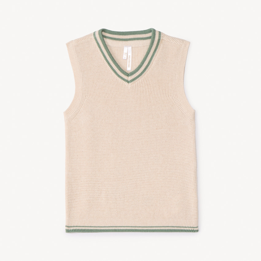 Mouwloos gebreid vest in effen kleur voor jongensbaby. 