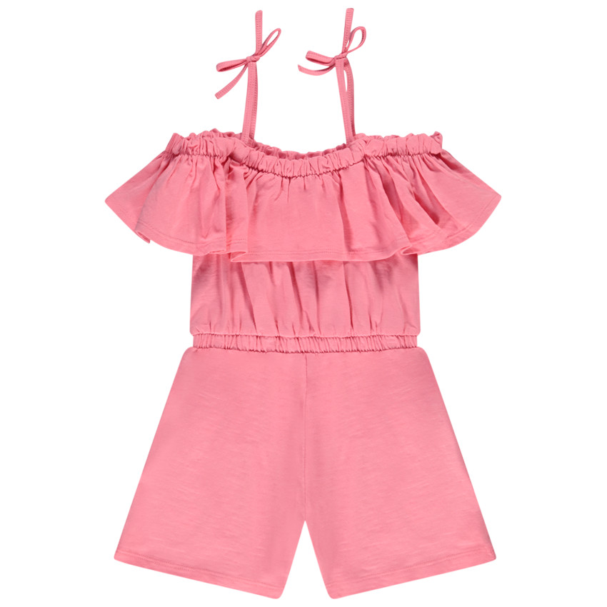Korte jumpsuit met volant en bretellen meisjes 
