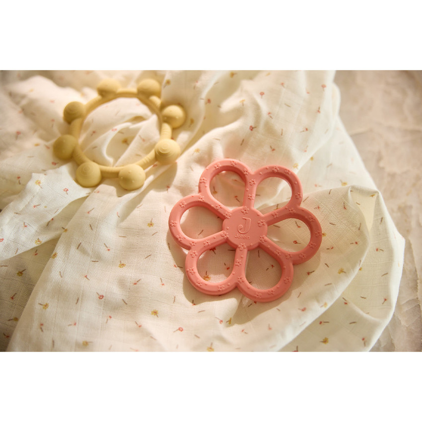 Bijtring silicone Flower Coral Roze 
