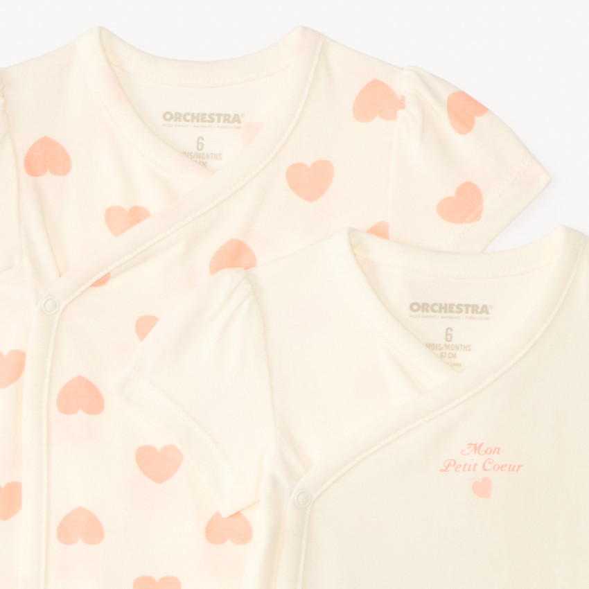 Set van 2 korte mouwen rompertjes met hartjesmotief voor babymeisjes 