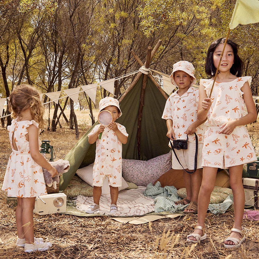 Chemise manches courtes en tetra imprimé vacances pour garçon 