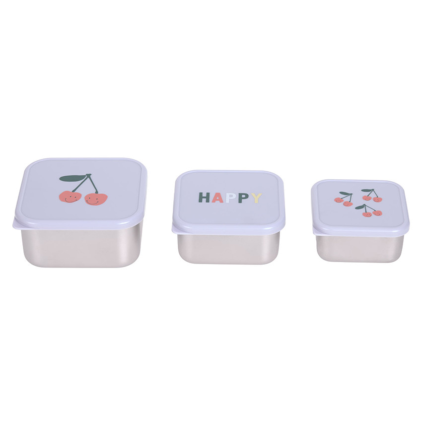 Set van 3 Snackdoosjes Inox Happy Fruit Cherry 