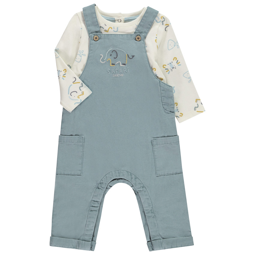 Ensemble salopette + t-shirt imprimé éléphants pour bébé garçon 