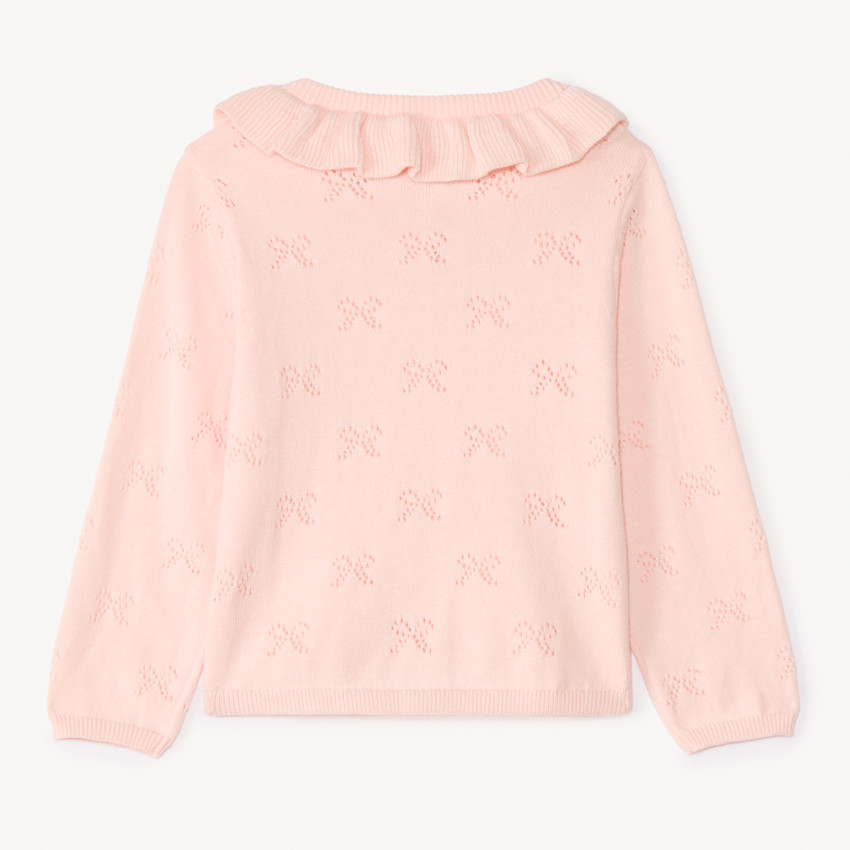 Gilet met Claudine-kraag van gebreid materiaal met uitsnijdingen voor babymeisjes 
