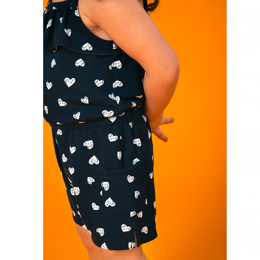 Combinaison courte imprimé coeurs pour bébé fille 