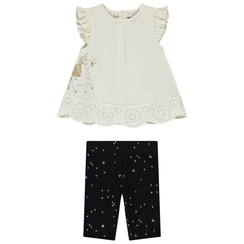 Set 2-delig eenhoorn met glinsterende details voor baby meisje 