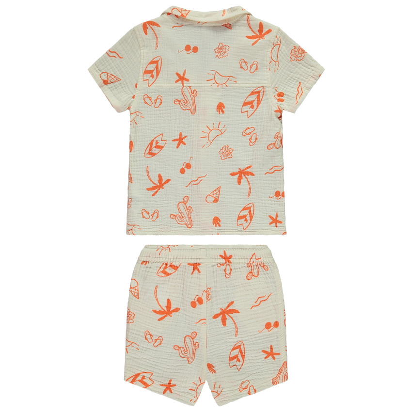 Ensemble 2 pièces imprimé total look en gaze pour bébé garçon 