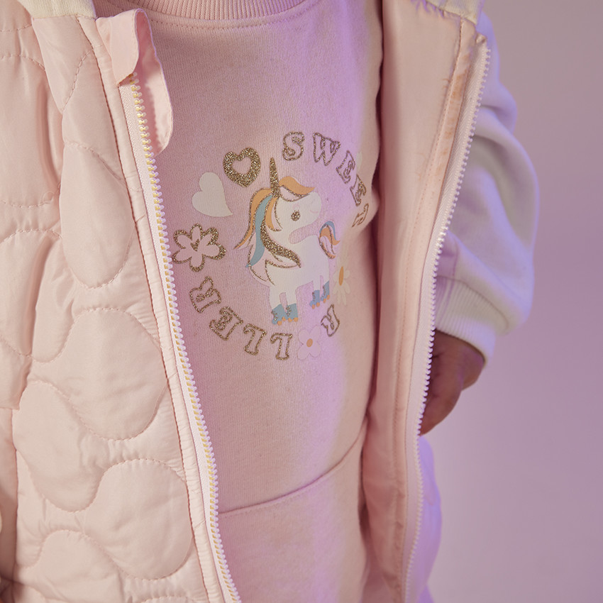 Sweatshirtjurk in fleece met glinsterende eenhoornprint voor baby meisjes 